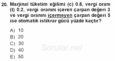 Maliye Politikası 1 2014 - 2015 Ara Sınavı 20.Soru