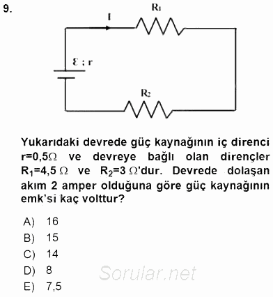 Teknolojinin Bilimsel İlkeleri 2 2015 - 2016 Ara Sınavı 9.Soru