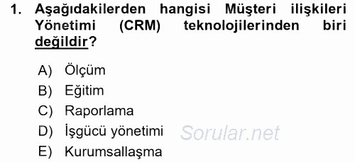 Perakendecilikte Müşteri İlişkileri Yönetimi 2015 - 2016 Ara Sınavı 1.Soru