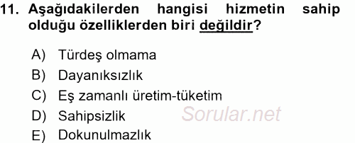 Perakendecilikte Müşteri İlişkileri Yönetimi 2015 - 2016 Ara Sınavı 11.Soru