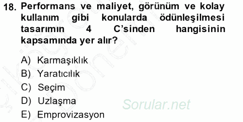 Girişimcilik ve İş Kurma 2014 - 2015 Ara Sınavı 18.Soru