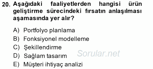 Girişimcilik ve İş Kurma 2014 - 2015 Ara Sınavı 20.Soru
