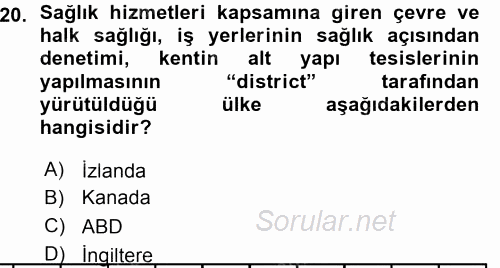 Kentleşme ve Konut Politikaları 2015 - 2016 Ara Sınavı 20.Soru