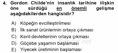 Uygarlık Tarihi 1 2016 - 2017 Ara Sınavı 4.Soru