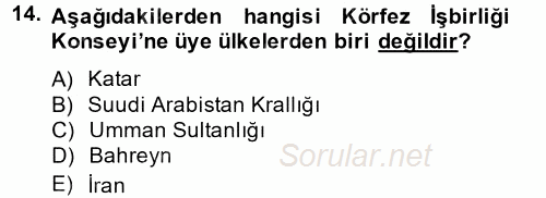 Uluslararası Örgütler 2014 - 2015 Tek Ders Sınavı 14.Soru