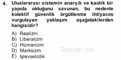 Uluslararası Örgütler 2014 - 2015 Tek Ders Sınavı 4.Soru