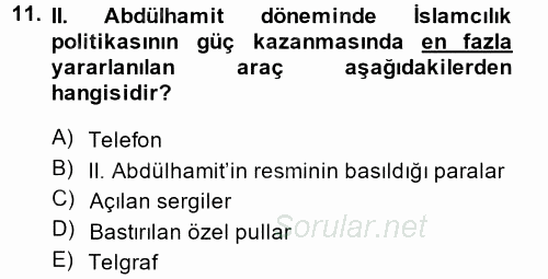 Atatürk İlkeleri Ve İnkılap Tarihi 1 2014 - 2015 Ara Sınavı 11.Soru