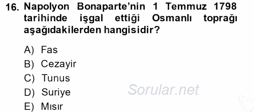 Atatürk İlkeleri Ve İnkılap Tarihi 1 2014 - 2015 Ara Sınavı 16.Soru