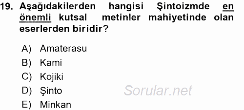 Yaşayan Dünya Dinleri 2015 - 2016 Ara Sınavı 19.Soru