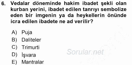 Yaşayan Dünya Dinleri 2015 - 2016 Ara Sınavı 6.Soru