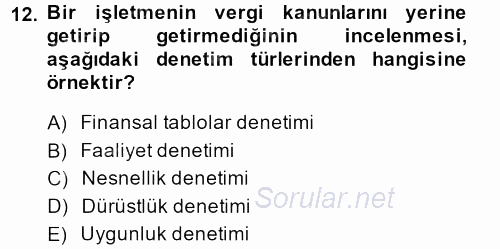 Küçük İşletme Yönetimi 2013 - 2014 Dönem Sonu Sınavı 12.Soru