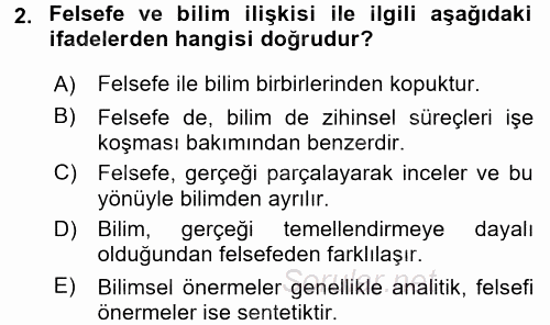 Eğitim Felsefesi 2017 - 2018 Ara Sınavı 2.Soru