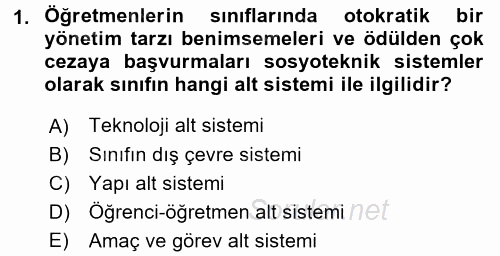 Öğretimde Planlama Ve Değerlendirme 2016 - 2017 3 Ders Sınavı 1.Soru