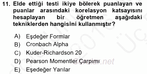 Öğretimde Planlama Ve Değerlendirme 2016 - 2017 3 Ders Sınavı 11.Soru