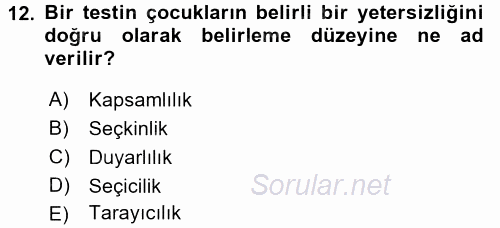 Öğretimde Planlama Ve Değerlendirme 2016 - 2017 3 Ders Sınavı 12.Soru