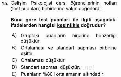 Öğretimde Planlama Ve Değerlendirme 2016 - 2017 3 Ders Sınavı 15.Soru