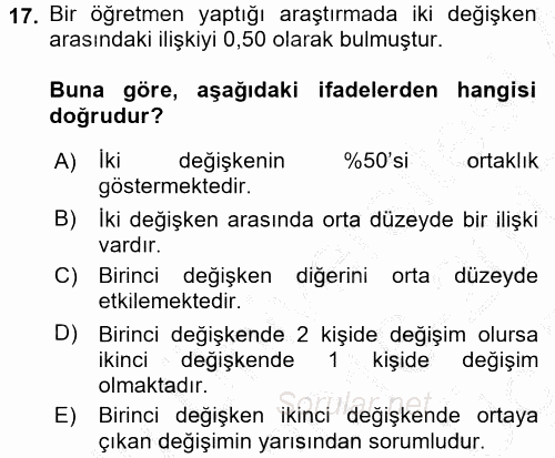 Öğretimde Planlama Ve Değerlendirme 2016 - 2017 3 Ders Sınavı 17.Soru