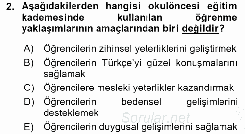 Öğretimde Planlama Ve Değerlendirme 2016 - 2017 3 Ders Sınavı 2.Soru