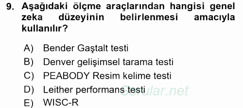 Öğretimde Planlama Ve Değerlendirme 2016 - 2017 3 Ders Sınavı 9.Soru