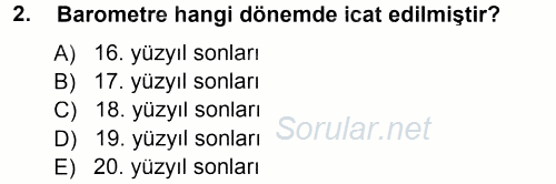 Tarımsal Meteoroloji 2014 - 2015 Ara Sınavı 2.Soru