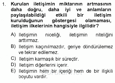 İletişim Bilgisi 2012 - 2013 Dönem Sonu Sınavı 1.Soru
