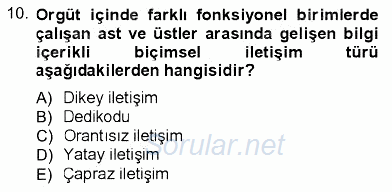 İletişim Bilgisi 2012 - 2013 Dönem Sonu Sınavı 10.Soru