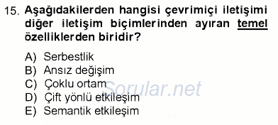 İletişim Bilgisi 2012 - 2013 Dönem Sonu Sınavı 15.Soru