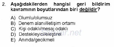 İletişim Bilgisi 2012 - 2013 Dönem Sonu Sınavı 2.Soru