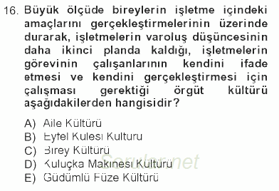 Uluslararası İşletmecilik 2012 - 2013 Tek Ders Sınavı 16.Soru