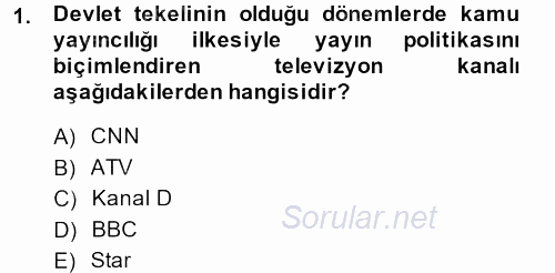 Medya Siyaset Kültür 2013 - 2014 Ara Sınavı 1.Soru