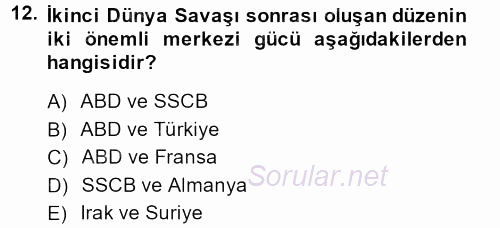 Medya Siyaset Kültür 2013 - 2014 Ara Sınavı 12.Soru