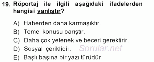 Medya Siyaset Kültür 2013 - 2014 Ara Sınavı 19.Soru