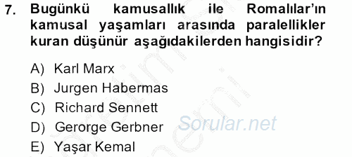 Medya Siyaset Kültür 2013 - 2014 Ara Sınavı 7.Soru