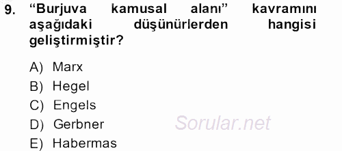 Medya Siyaset Kültür 2013 - 2014 Ara Sınavı 9.Soru