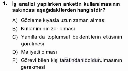 Çalışma Psikolojisi 2014 - 2015 Dönem Sonu Sınavı 1.Soru