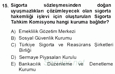 Bankacılık Hizmet Ürünleri 2013 - 2014 Dönem Sonu Sınavı 15.Soru