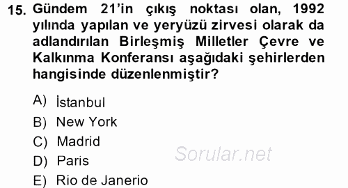 Yerel Yönetimler 2014 - 2015 Dönem Sonu Sınavı 15.Soru