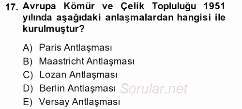 Yerel Yönetimler 2014 - 2015 Dönem Sonu Sınavı 17.Soru