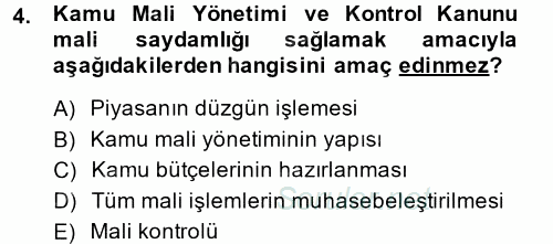 Yerel Yönetimler 2014 - 2015 Dönem Sonu Sınavı 4.Soru