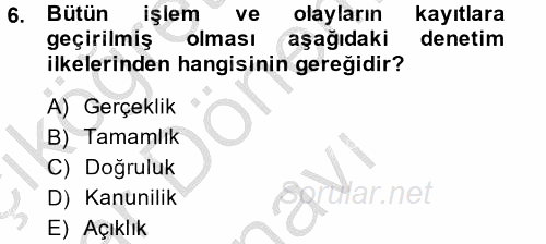 Yerel Yönetimler 2014 - 2015 Dönem Sonu Sınavı 6.Soru