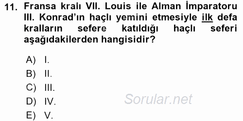 Türkiye Selçuklu Tarihi 2015 - 2016 Ara Sınavı 11.Soru