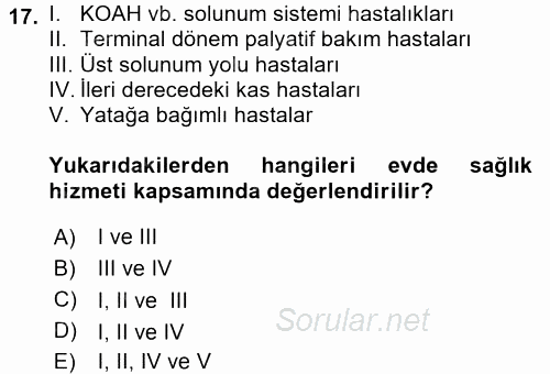 Sağlık Kurumlarında Bilgi Sistemleri 2016 - 2017 Dönem Sonu Sınavı 17.Soru