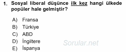 Sosyal Politika 2016 - 2017 3 Ders Sınavı 1.Soru