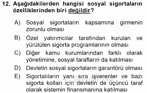 Sosyal Politika 2016 - 2017 3 Ders Sınavı 12.Soru