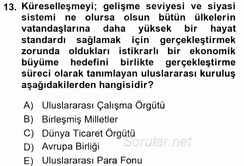 Sosyal Politika 2016 - 2017 3 Ders Sınavı 13.Soru