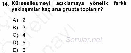 Sosyal Politika 2016 - 2017 3 Ders Sınavı 14.Soru