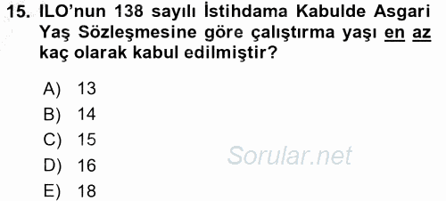 Sosyal Politika 2016 - 2017 3 Ders Sınavı 15.Soru