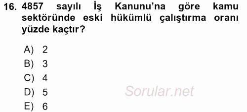 Sosyal Politika 2016 - 2017 3 Ders Sınavı 16.Soru