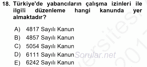 Sosyal Politika 2016 - 2017 3 Ders Sınavı 18.Soru