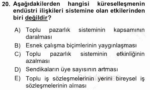 Sosyal Politika 2016 - 2017 3 Ders Sınavı 20.Soru